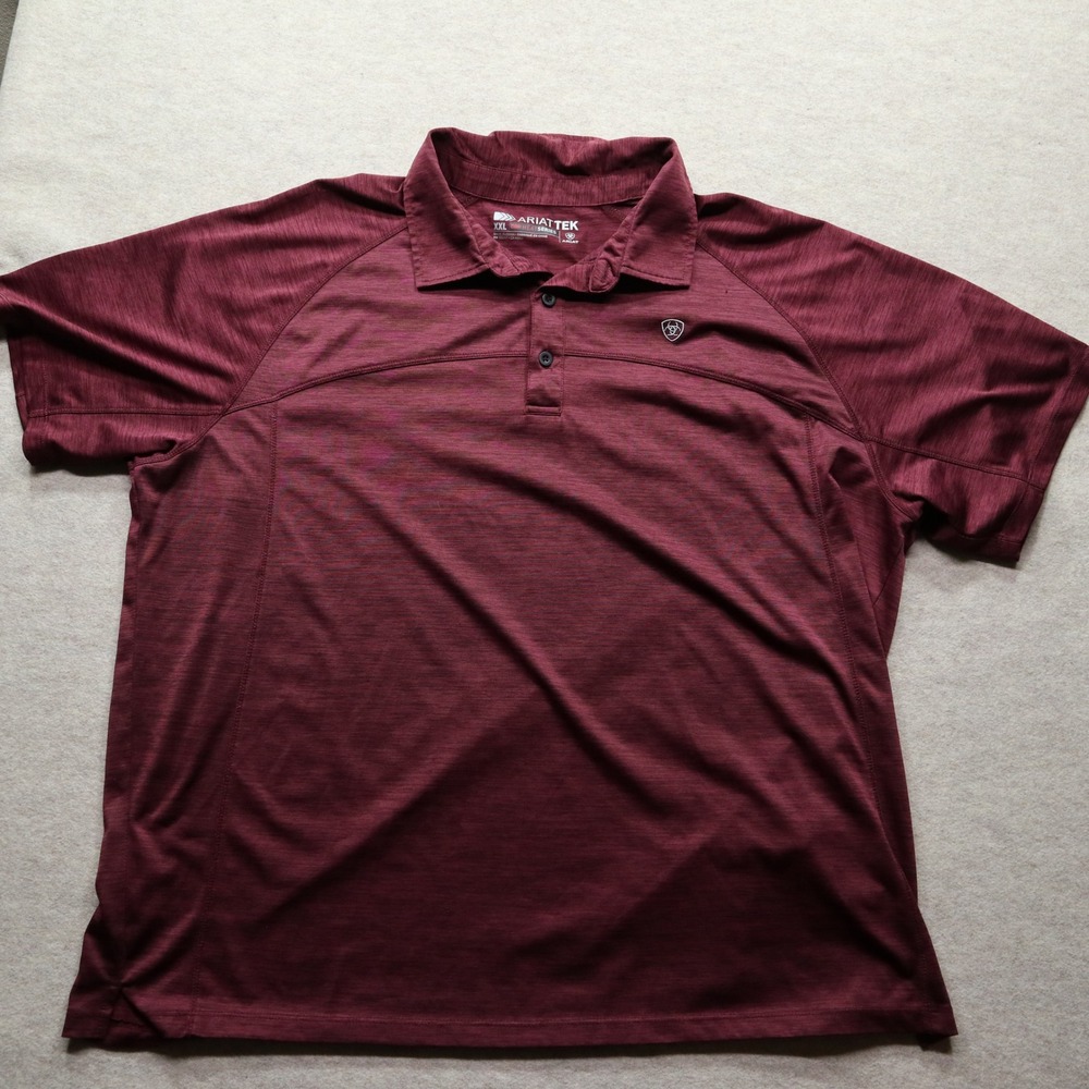 Ariat Polo Shirt XXL Burgundy Heat Series Modern Performance Short Sleeve
